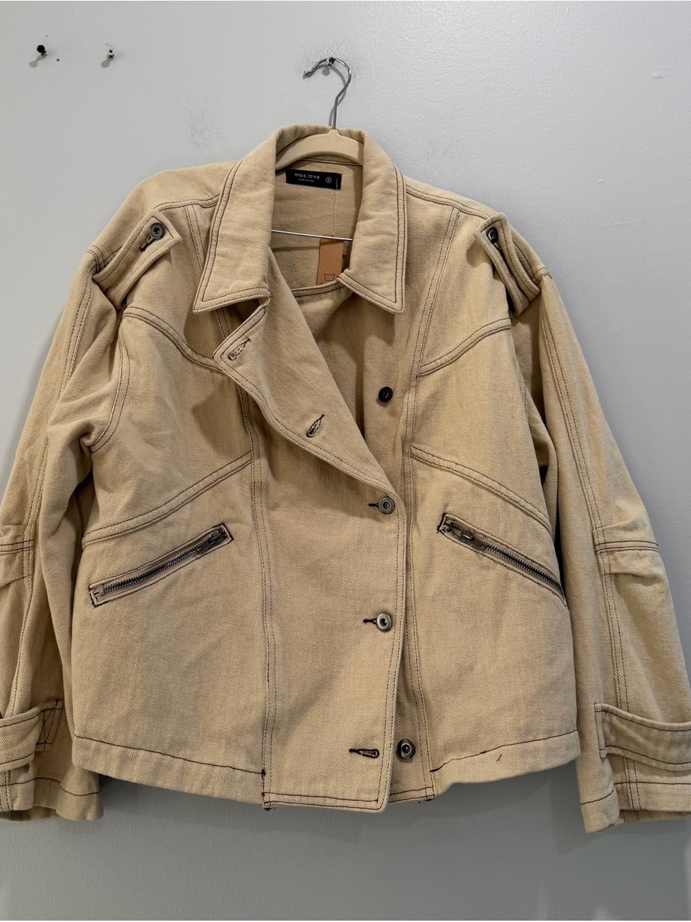 Miss Love Women's Beige Jean Jacket